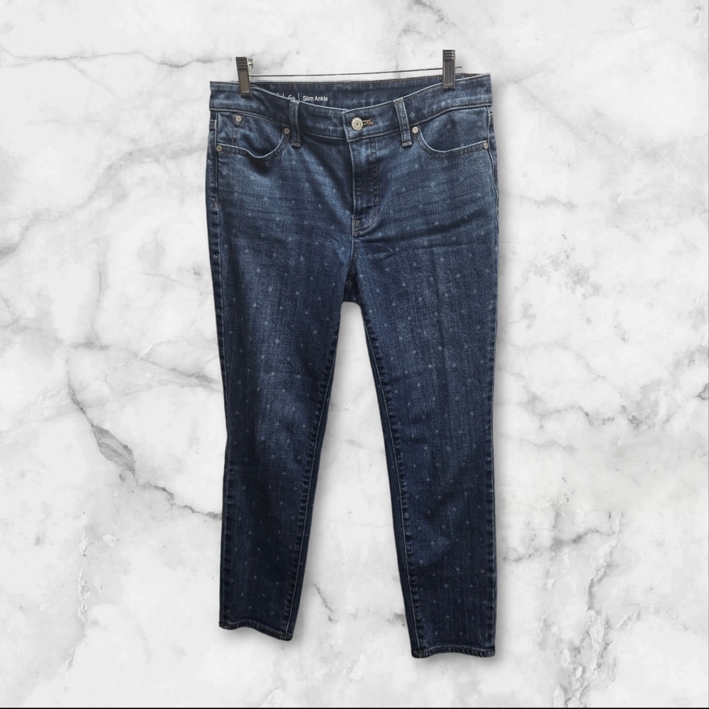 Talbots Flawless Anchor Nautical Slim Ankle Denim Cotton Blend Jeans Size 6 P